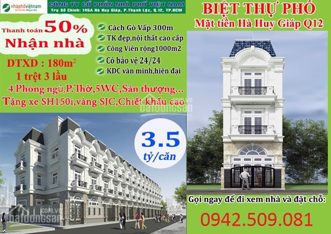Khu nhà phố Golden City mặt tiền Hà Huy Giáp, đẳng cấp số 1 Q.12