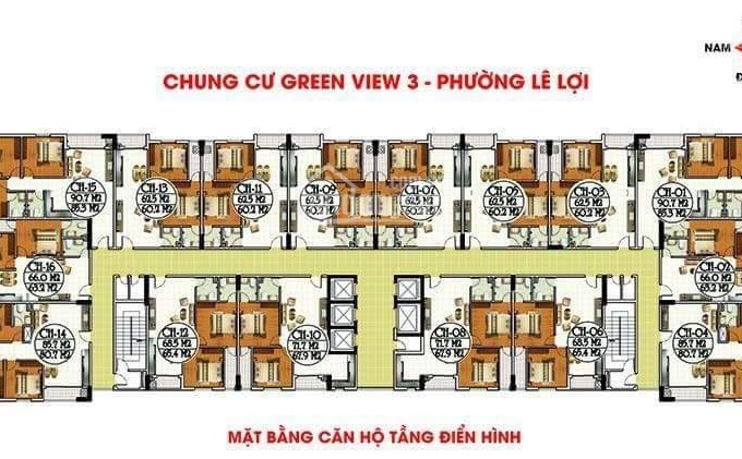 Bán CC Green View 3, P.Lê Lợi, mua chính chủ từ CĐT không qua môi giới, giá tốt nhất, 0974953137