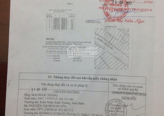 Bán nhà MT đường Hồ Bá Kiện, P.15, Q. 10