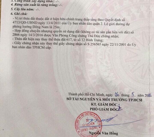 Cần bán gấp lô đất mặt tiền đường Đồng Văn Cống, phường Thạnh Mỹ Lợi, Q2 36 triệu/m2