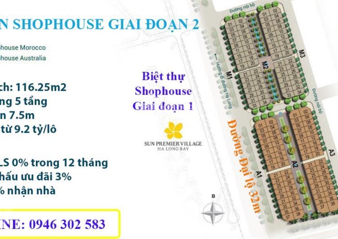 Bán shophouse Bãi cháy, Hạ Long Sun Group giá gốc Chủ đầu tư từ 9.2 tỷ