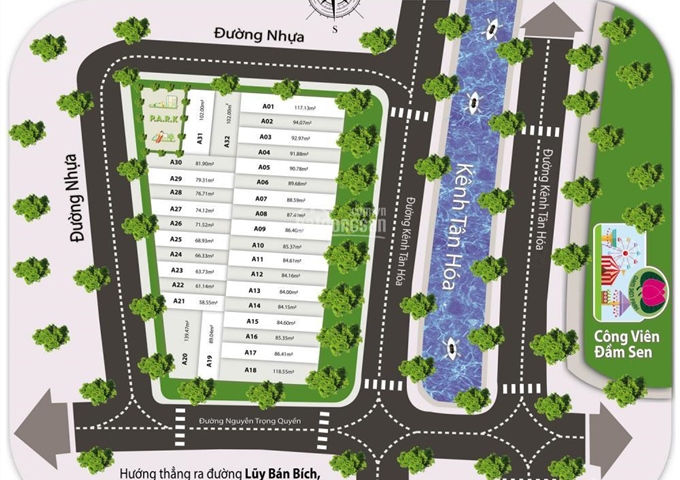 Bán đất nền dự án Heart Land Đầm Sen. Đã được cấp giấy phép 1/500. Thủ tục hoàn thiện