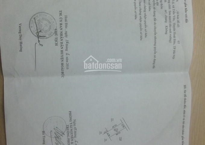 Cần bán 65m2 đất thổ cư thôn Tiền Lệ, xã Tiền Yên, Hoài Đức, giá 8.5triệu/1m2. 0971274648 Chiến