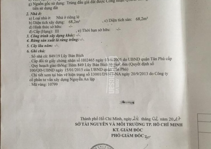 Cần bán nhà 849/17 Lũy Bán Bích, DT: 4.28x20.9m, đang cho thuê 10 tr/th, hẻm 4m hiện hữu. Giá: 5.5t