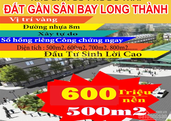 BÁN ĐẤT SÂN BAY LONG THÀNH GIÁ RẺ, CHỈ 1.2 TR/M2, LH 0909577072
