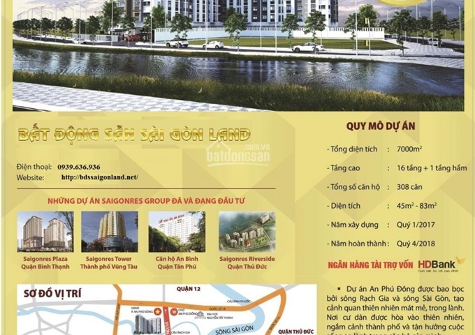 Bán căn hộ xã hội An Phú Đông, Vuờn Lài, Q.12 view sông Sài Gòn