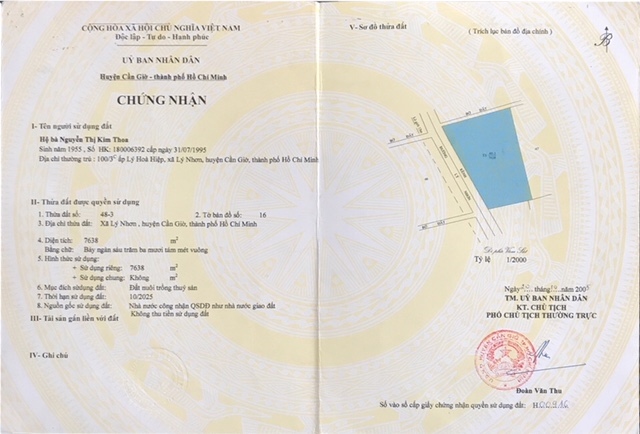 Cần tiền bán gấp  10007m2 đất nuôi trồng thủy sản +đất trồng cây lâu năm hai mặt tiền