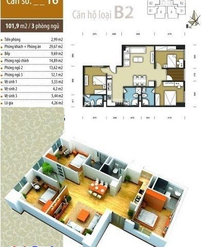 Chính chủ cần bán căn hộ 3216 chung cư CT4 The Pride Hải Phát, Hà Đông, DT 102m2, giá 2,06 tỷ