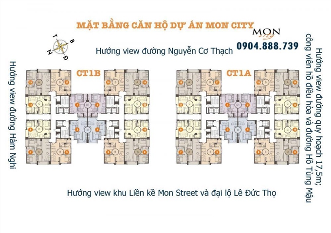 Bán chung cư Mon City, căn A3002, diện tích 60m2, giá 1,73 tỷ có TL