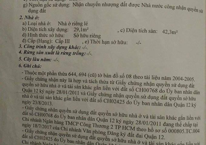 Bán lô đất hẻm 10m đường Đông Hưng Thuận 17, P. Đông Hưng Thuận, Q.12. DT 4x15m, DTCN 61m2 DOT
