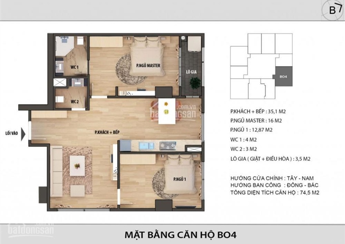 Chính chủ cho thuê căn officetel, Hong Kong Tower, 0918196889