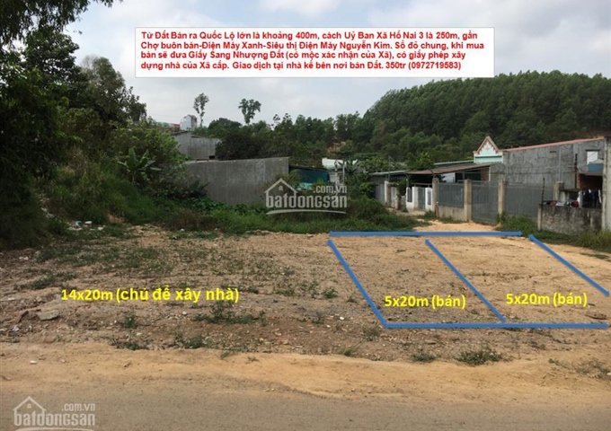 Bán đất 5x20m (350tr) ấp Thái Hoà, xã Hố Nai 3