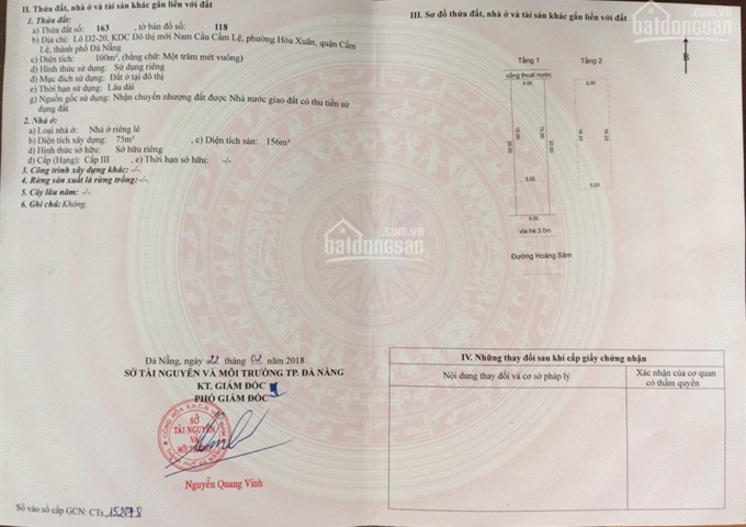 Bán nhà 2 tầng, hướng Nam, đường Hoàng Sâm, Hòa xuân, Q. Cẩm Lệ, TP Đà Nẵng