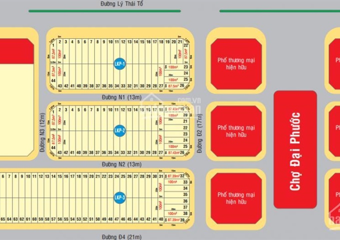 Bán đất mặt tiền đường D2 chợ Đại Phước