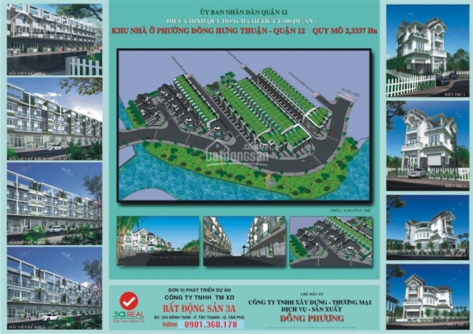 Đất KDC Đồng Phượng, P.Đông Hưng Thuận, Q.12, 5x18m, 5x20m, giá 2.88tỷ, mặt tiền kênh Tham Lương