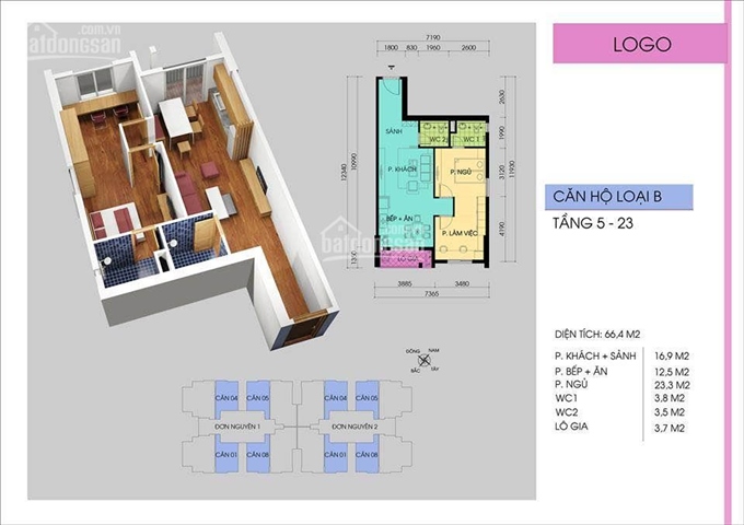 Cần bán căn hộ 66m2 tại chung cư Handi Resco 83 Lê Văn Lương