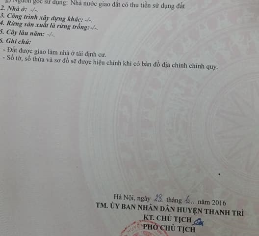 Bán đất tái định cư thôn Triều Khúc xã Tân Triều huyện Thanh Trì, Hà Nội