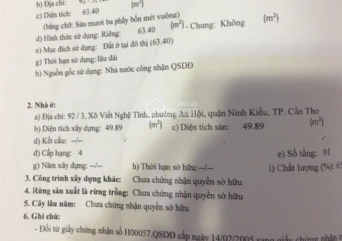 Bán nhà trệt trung tâm TP, hẻm 92 Xô Viết Nghệ Tĩnh, P. An Hội