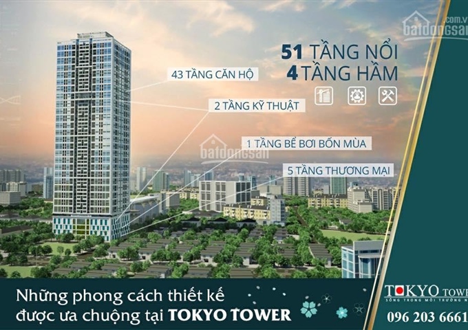 CĐT chiết khấu 9% khi mua căn hộ cao cấp Tokyo Tower Vạn Phúc, Hà Đông, LH: 0974001833