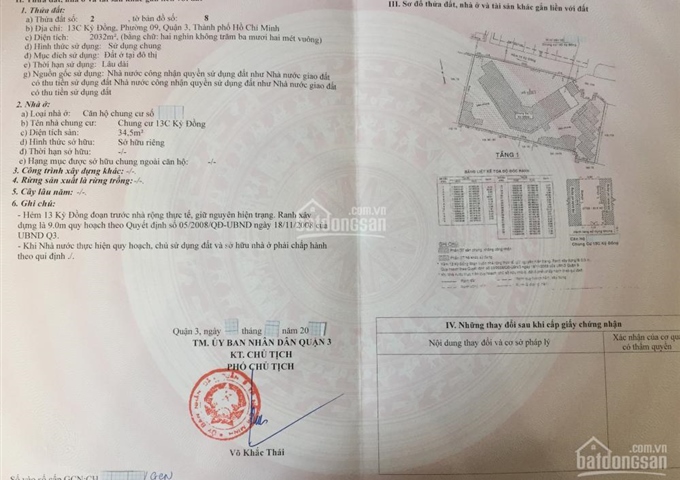 Chính chủ bán căn hộ chung cư trung tâm Quận 3, 13C Kỳ Đồng, P9, Q3. LH: 01667814895 - Phương