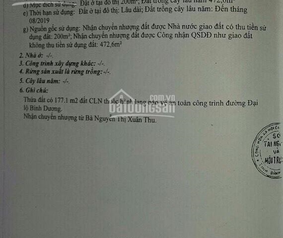 Bán đất Quốc Lộ 13 MT Đại Lộ Bình Dương, Thới Hòa, Bến Cát, Bình Dương