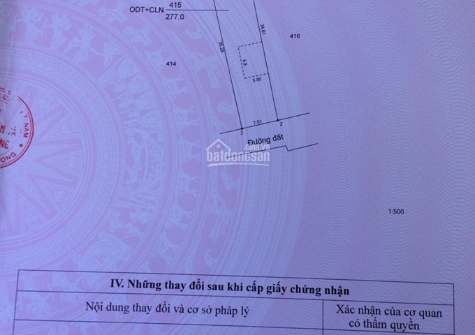 Bán đất ngay trường THCS Nguyễn Bỉnh Khiêm thị trấn Dầu Tiếng. Diện tích 7,51m x 35,29m = 277m2