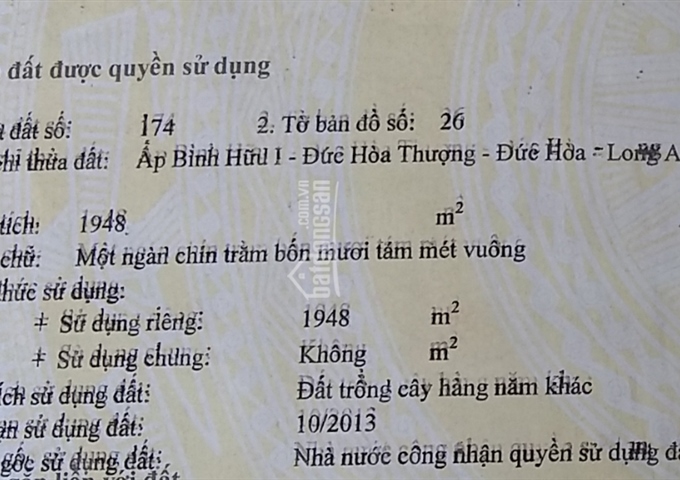 Bán đất ấp Bình Hữu 1 xã Đức Hòa Thượng, huyện Đức Hòa tỉnh Long An, DT: Ngang 36m dài 50m