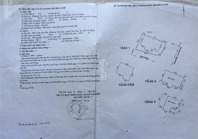 Bán nhà 2MT số 456 Tân Sơn Nhì, DT: 12.5m x 19m nở hậu 13.5m