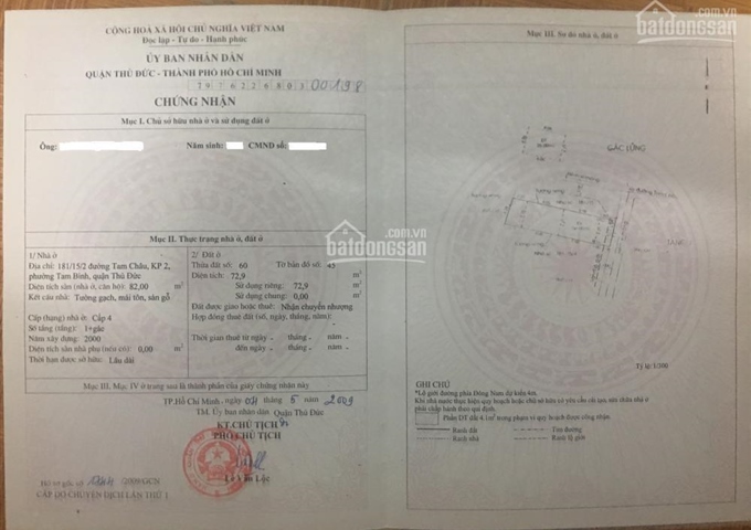 Bán nhà hẻm 181 Tam Châu, Thủ Đức